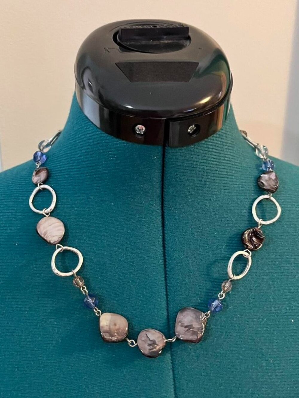 Lia Sophia necklace with blue and grey/white stones